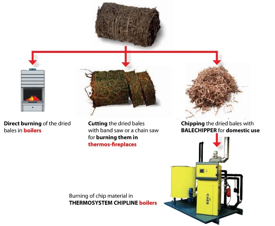 EASYSYSTEM EcoLine to value the energy content of round baled vine prunings and trimmings